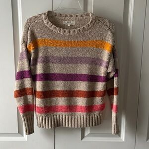 Lou & Grey Beige Sweater with Multicolor Stripes